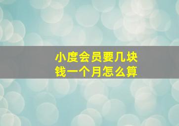 小度会员要几块钱一个月怎么算