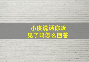 小度说话你听见了吗怎么回答