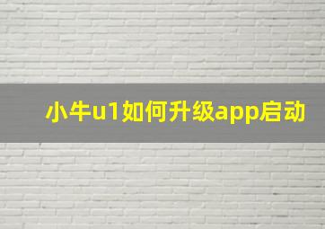 小牛u1如何升级app启动