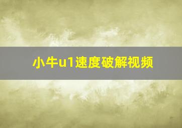 小牛u1速度破解视频