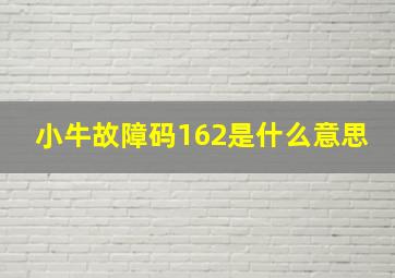 小牛故障码162是什么意思