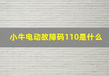 小牛电动故障码110是什么