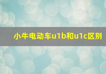 小牛电动车u1b和u1c区别