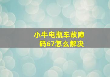 小牛电瓶车故障码67怎么解决