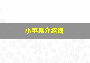 小苹果介绍词