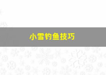 小雪钓鱼技巧