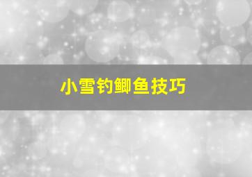 小雪钓鲫鱼技巧