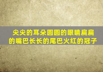 尖尖的耳朵圆圆的眼睛扁扁的嘴巴长长的尾巴火红的冠子