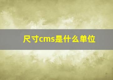 尺寸cms是什么单位