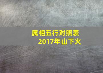 属相五行对照表2017年山下火