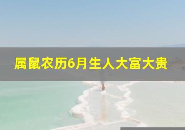 属鼠农历6月生人大富大贵