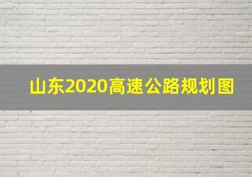 山东2020高速公路规划图