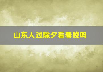 山东人过除夕看春晚吗