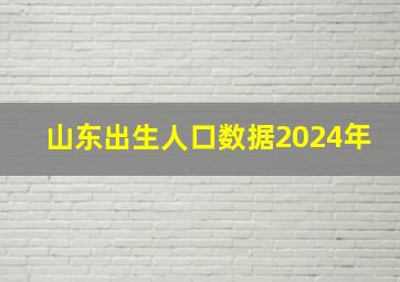 山东出生人口数据2024年