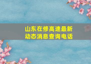 山东在修高速最新动态消息查询电话