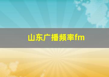 山东广播频率fm