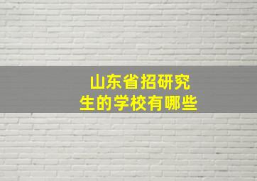 山东省招研究生的学校有哪些