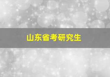 山东省考研究生