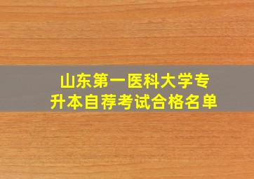 山东第一医科大学专升本自荐考试合格名单