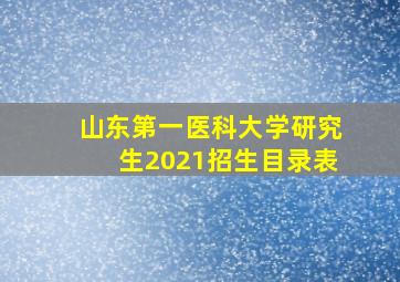 山东第一医科大学研究生2021招生目录表