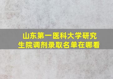 山东第一医科大学研究生院调剂录取名单在哪看