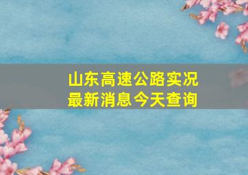 山东高速公路实况最新消息今天查询