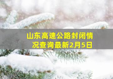 山东高速公路封闭情况查询最新2月5日