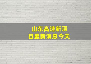 山东高速新项目最新消息今天