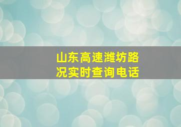 山东高速潍坊路况实时查询电话