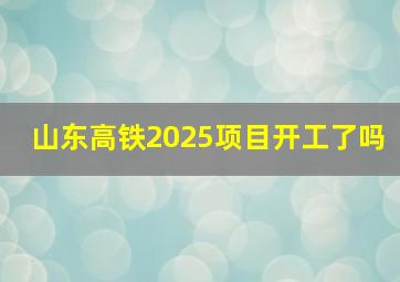 山东高铁2025项目开工了吗