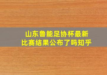 山东鲁能足协杯最新比赛结果公布了吗知乎