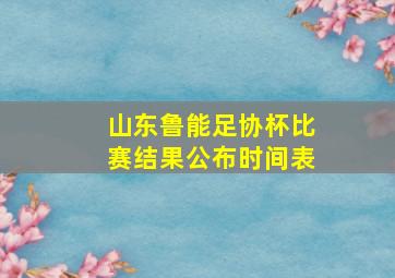 山东鲁能足协杯比赛结果公布时间表