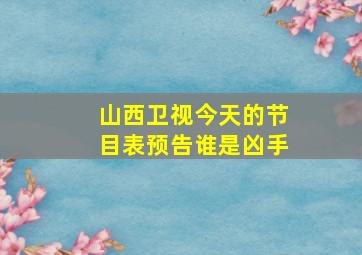 山西卫视今天的节目表预告谁是凶手