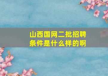 山西国网二批招聘条件是什么样的啊