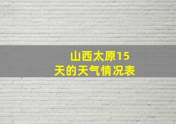 山西太原15天的天气情况表