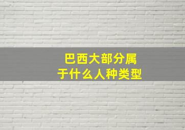 巴西大部分属于什么人种类型