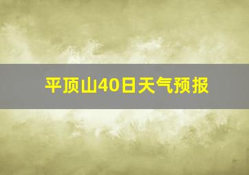 平顶山40日天气预报