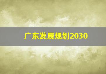 广东发展规划2030