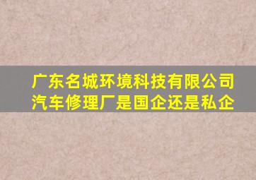 广东名城环境科技有限公司汽车修理厂是国企还是私企