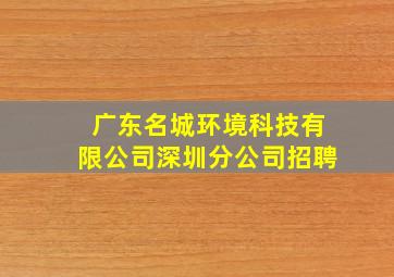 广东名城环境科技有限公司深圳分公司招聘