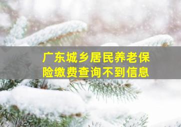 广东城乡居民养老保险缴费查询不到信息