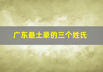 广东最土豪的三个姓氏