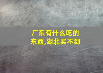 广东有什么吃的东西,湖北买不到