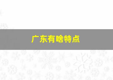 广东有啥特点