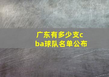 广东有多少支cba球队名单公布