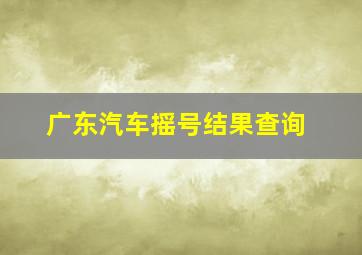 广东汽车摇号结果查询