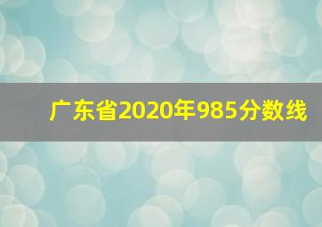 广东省2020年985分数线