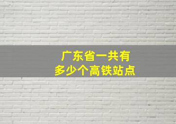 广东省一共有多少个高铁站点