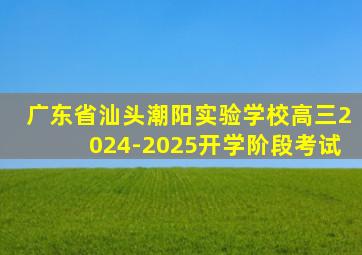 广东省汕头潮阳实验学校高三2024-2025开学阶段考试