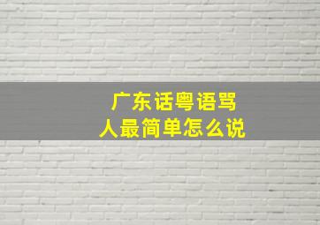 广东话粤语骂人最简单怎么说